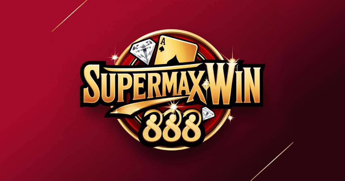 Promotional banner for SuperMaxWin888 featuring welcome rewards